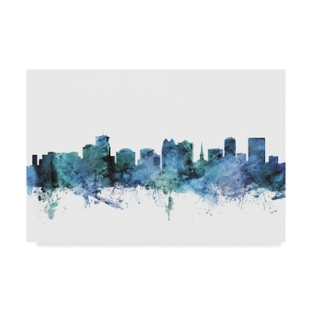 Michael Tompsett 'Orlando Florida Blue Teal Skyline' Canvas Art,16x24